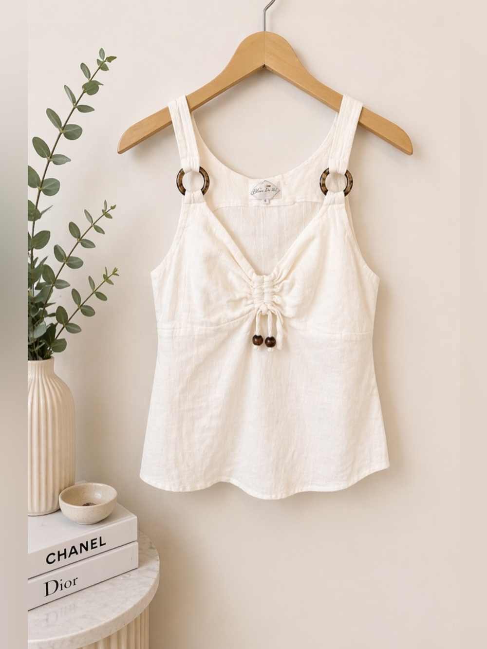 Blanc Du Nil Cream Camisole Top Size S T2 Minimal Chic Neutral Tank